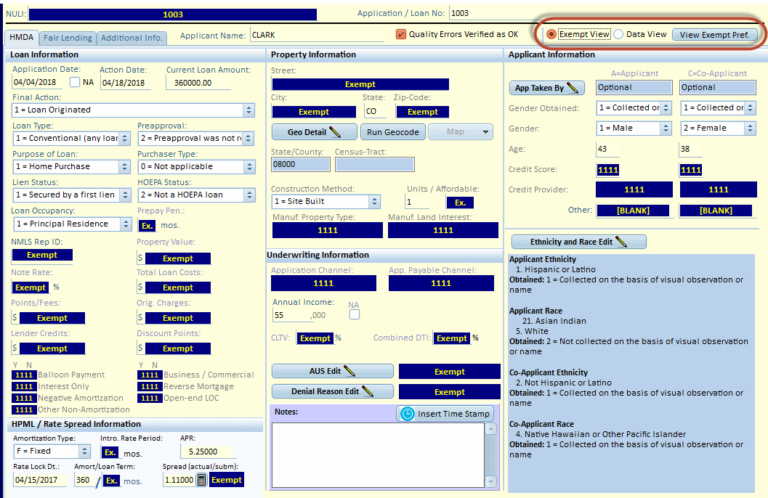 HMDA RELIEF partial exemption screen 2