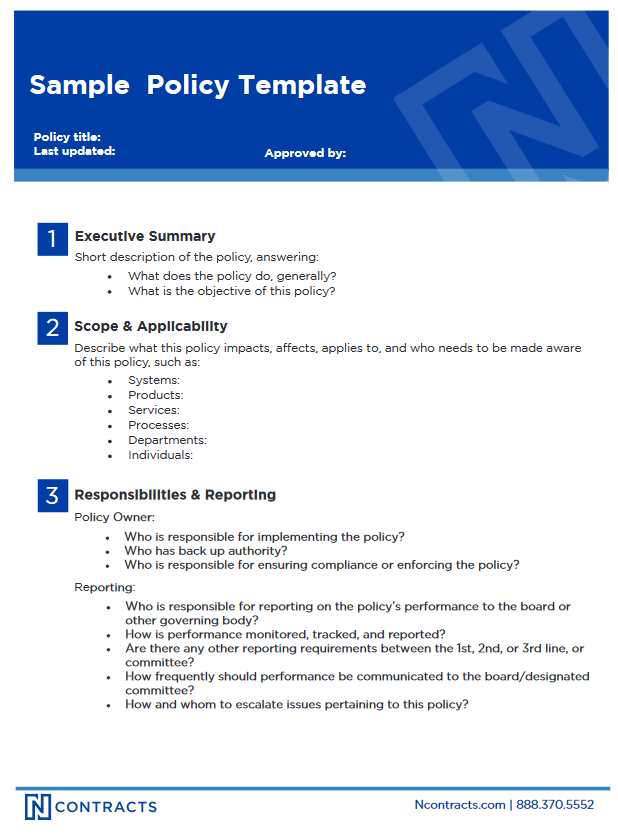 View Our Compliance Sample Policy Template | Ncontracts